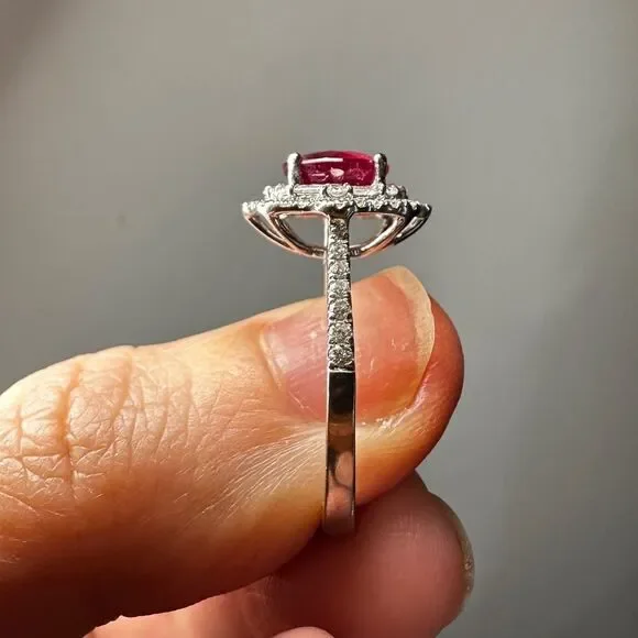 NWT 2.77ct genuine ruby with double halo diamonds in 14k white gold ring! - Picture 7 of 15